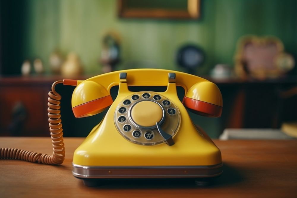 Telefone analógico amarelo